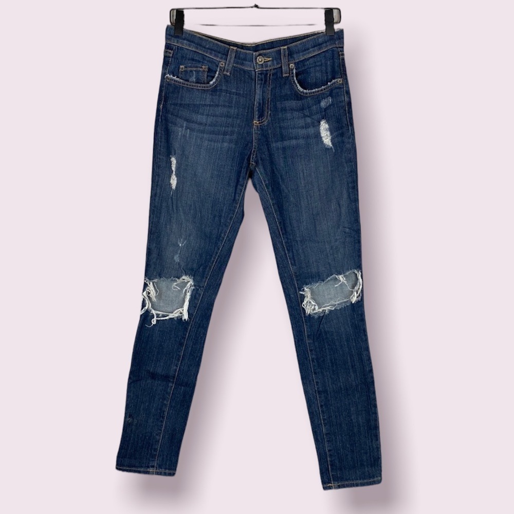 Carmar destructed dark wash jeans
